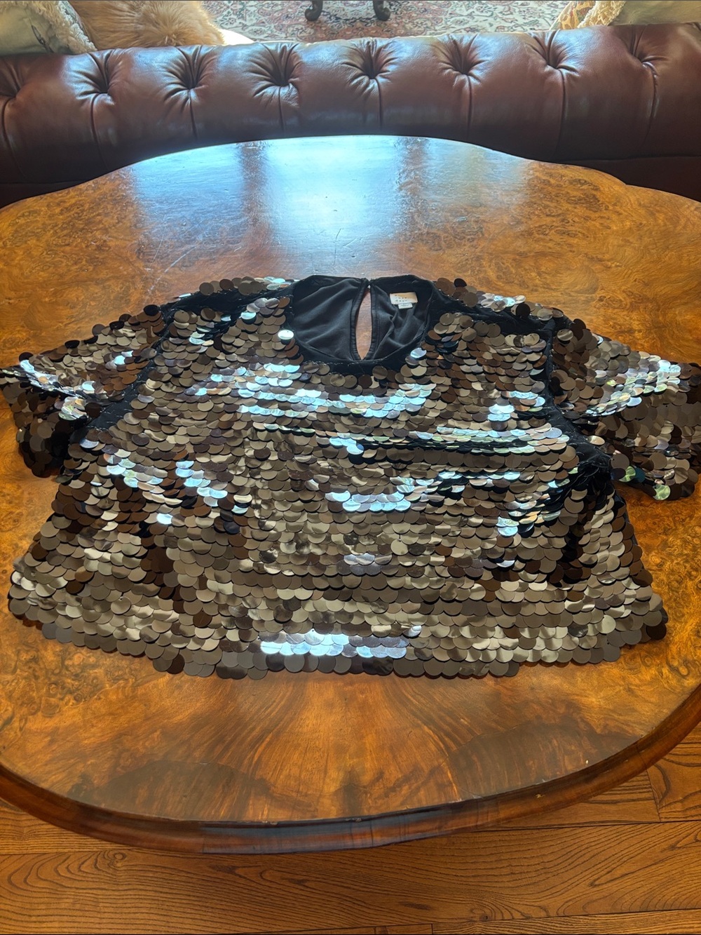 A new Day Paillettes cropped top